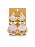 Ivory Pearl Oval Statement Chandbali Earrings