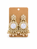 Ivory Moonstone Statement Chandbali Earrings