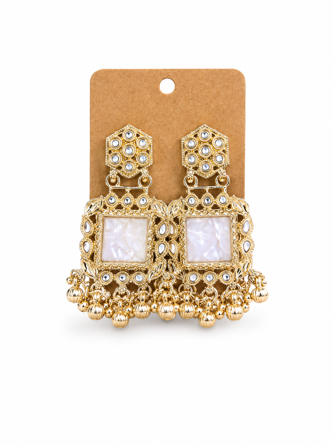 Ivory Pearl Square Statement Earrings