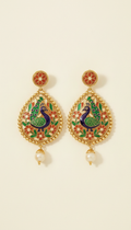 Meenakari Drop Earrings with Enamel Detail